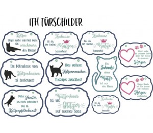 Stickserie - ITH Türschilder Katzen